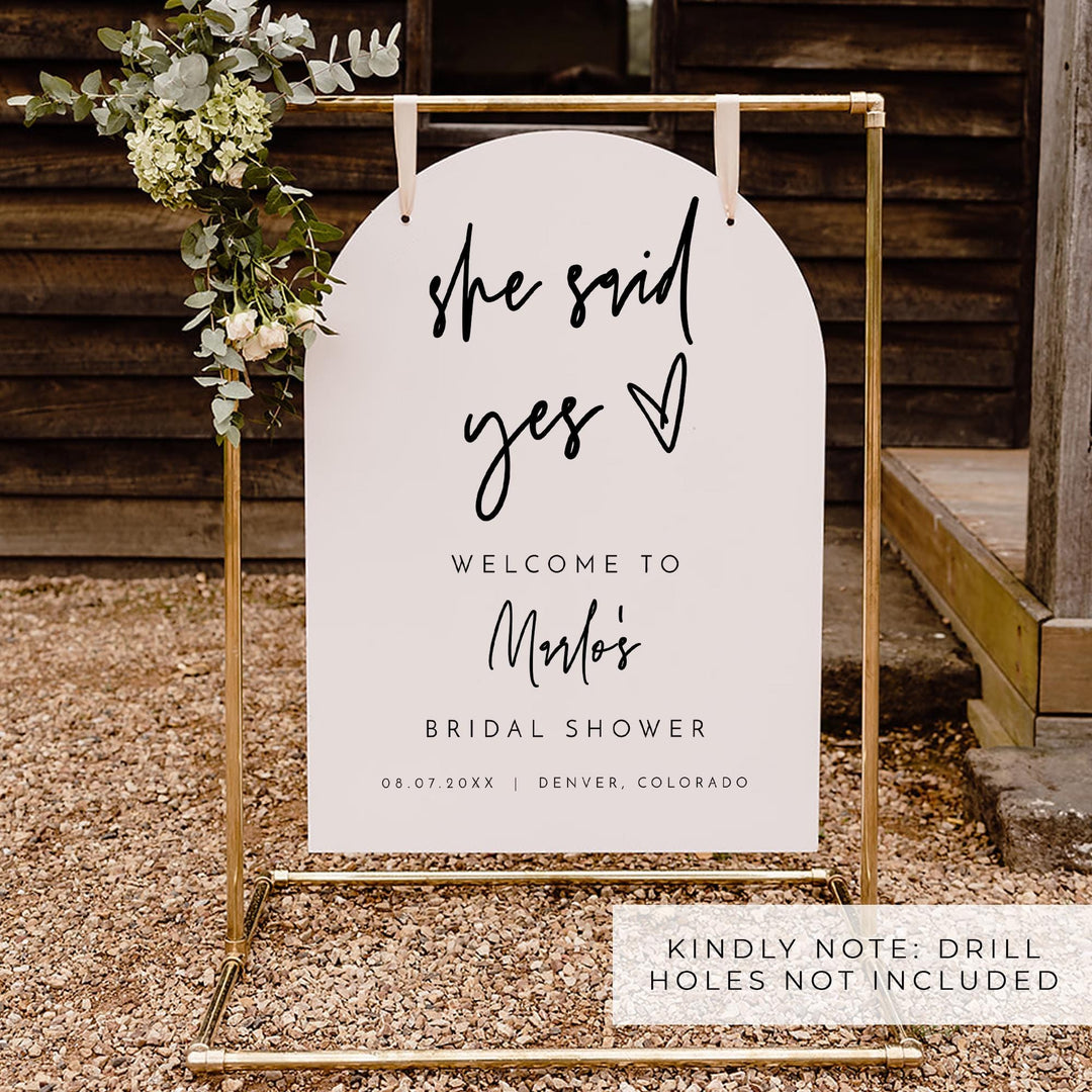 MARLO Modern She Said Yes Bridal Shower Welcome Sign