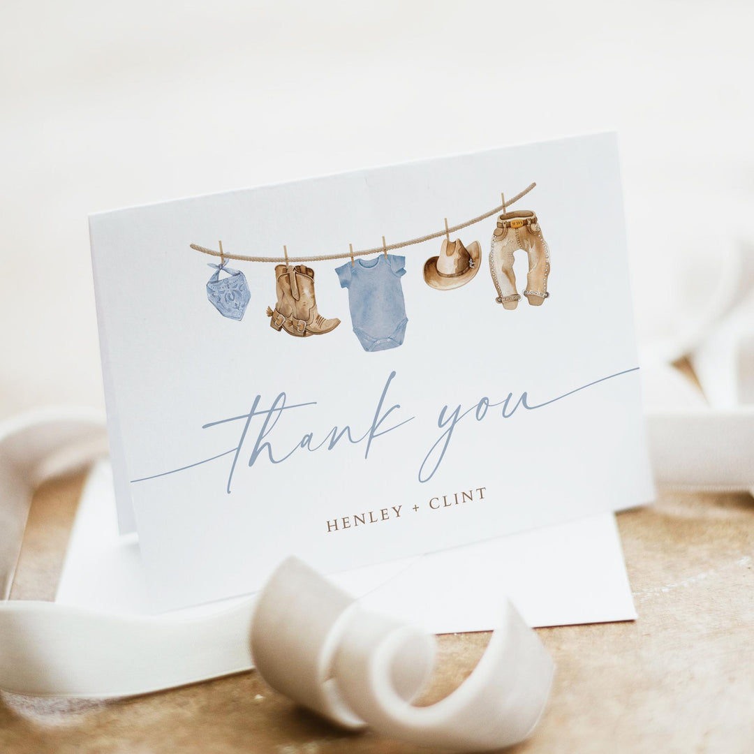 CLINT Little Cowboy Baby Shower Thank You Card
