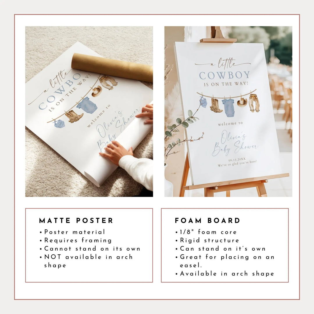 CLINT Little Cowboy Baby Shower Welcome Sign