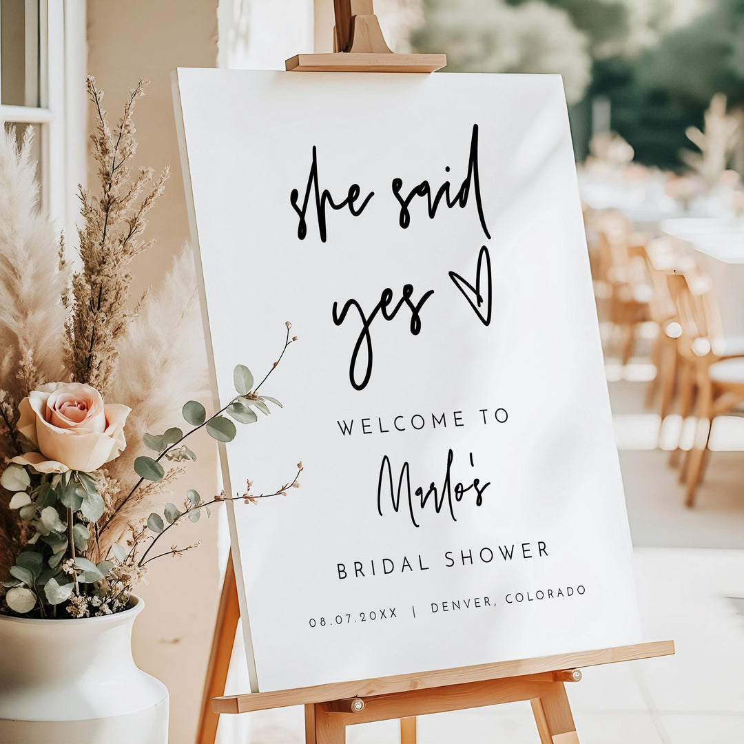 MARLO Modern She Said Yes Bridal Shower Welcome Sign