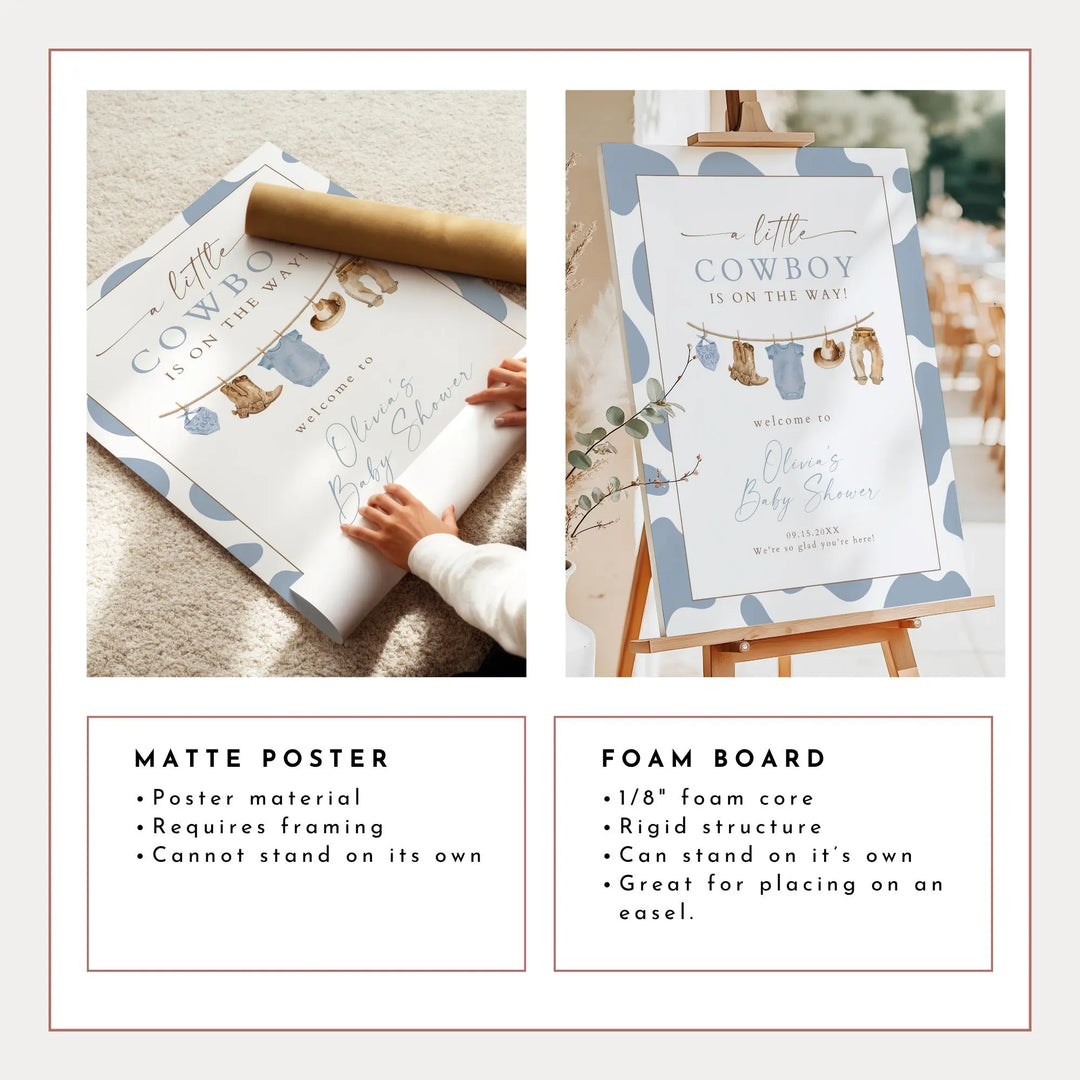 CLINT Little Cowboy Baby Shower Welcome Sign