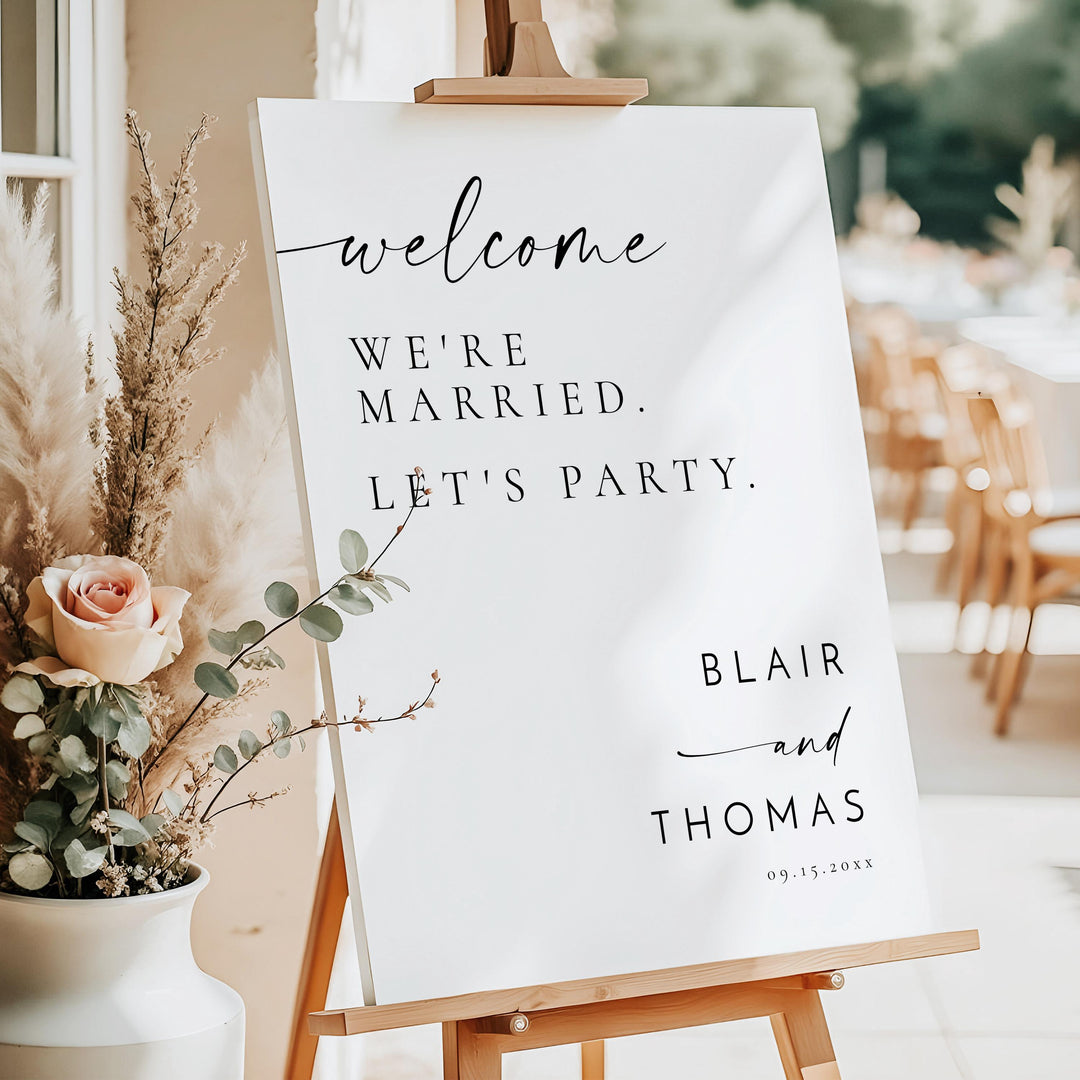 BLAIR We're Married Let's Party Wedding Welcome Sign