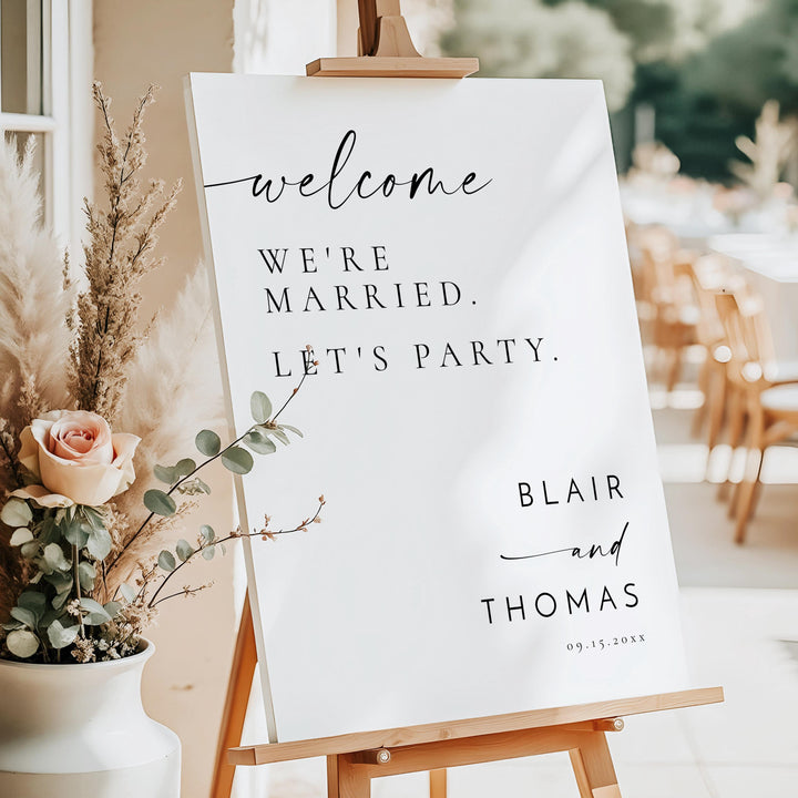 BLAIR We're Married Let's Party Wedding Welcome Sign