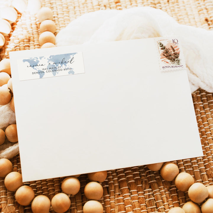 CARMEN Blue Map Destination Return Address Label