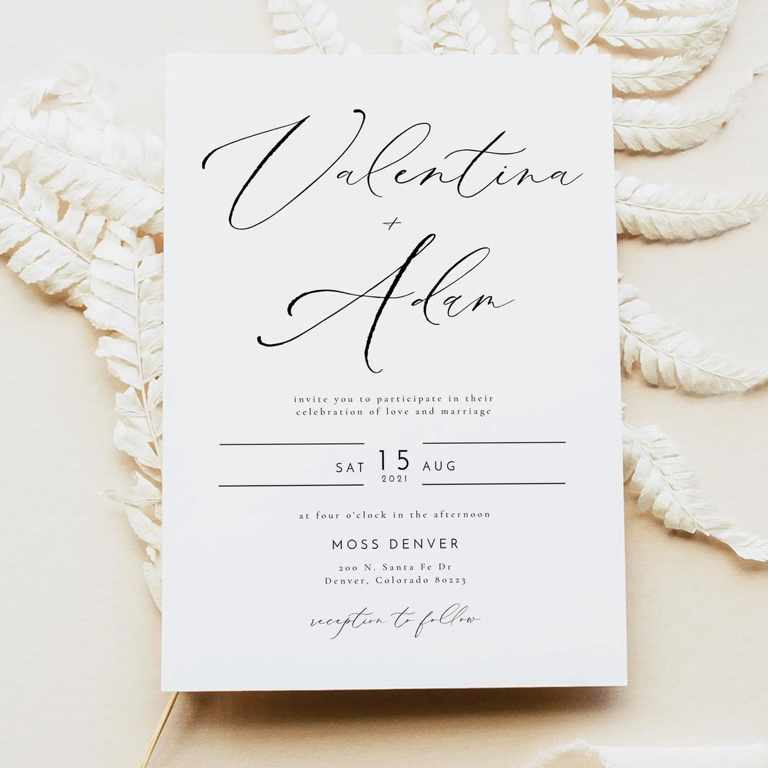 VALENTINA Elegant Calligraphy Wedding 3 Piece Suite