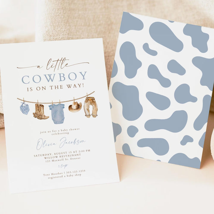 CLINT A Little Cowboy On the Way Western Baby Shower Invitation Set