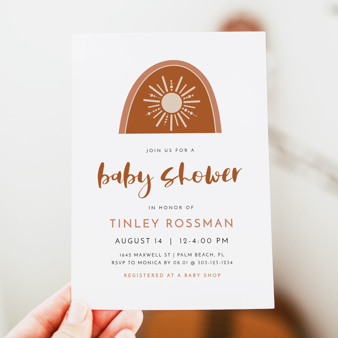TINLEY Boho Sun Baby Girl Baby Shower Invitation
