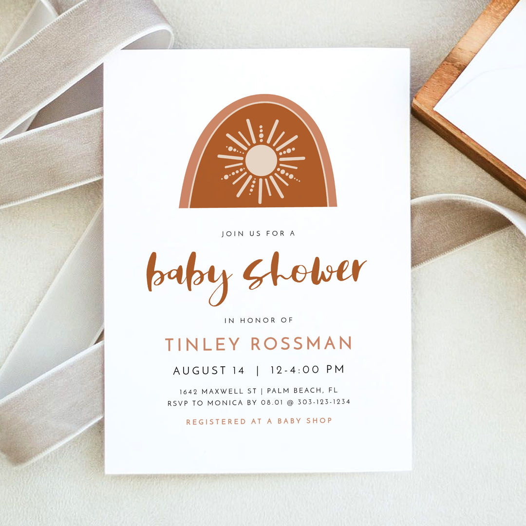 TINLEY Boho Sun Baby Girl Baby Shower Invitation