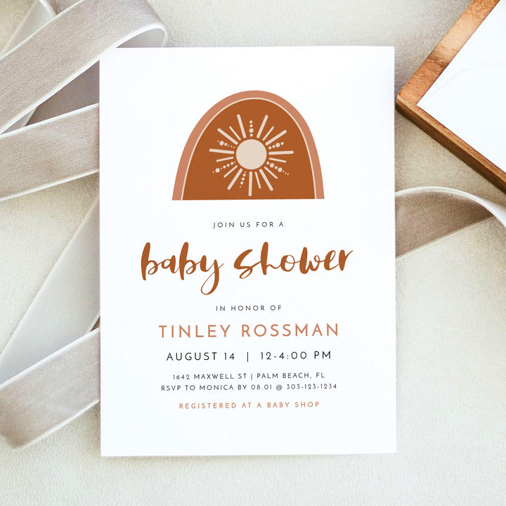 TINLEY Boho Sun Baby Girl Baby Shower Invitation