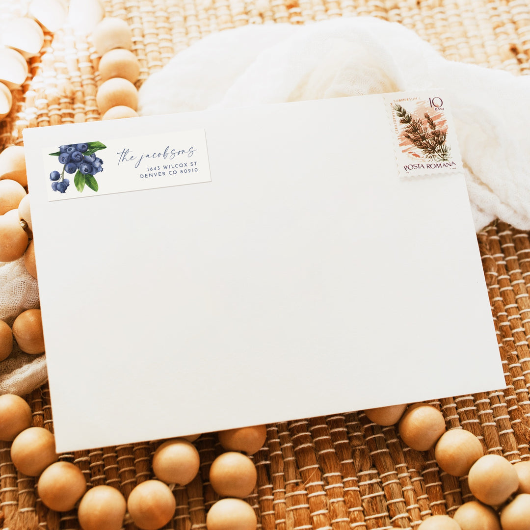 JAMIE Berry Watercolor Blueberry Return Address Labels