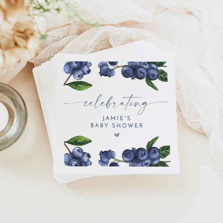 JAMIE Personalized Blueberry A Berry Sweet Baby On the Way Baby Shower Napkins