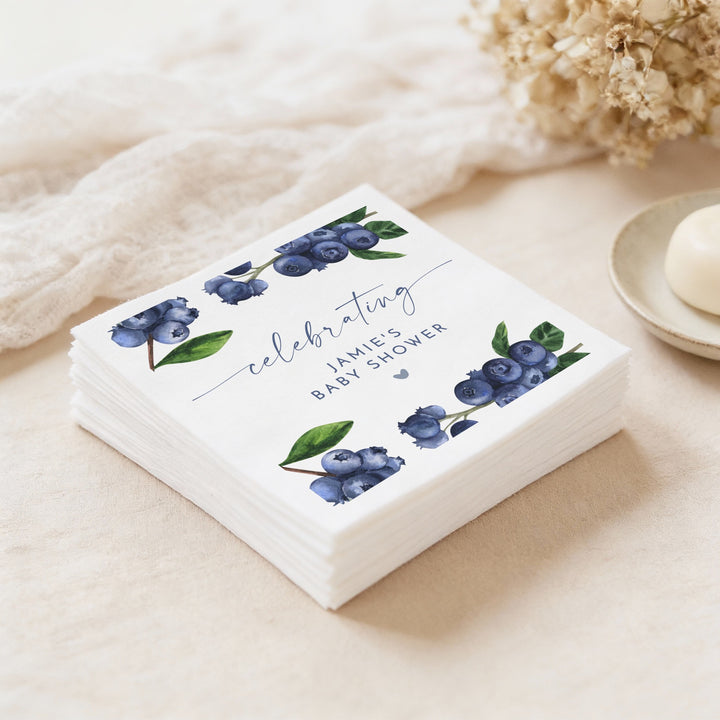JAMIE Personalized Blueberry A Berry Sweet Baby On the Way Baby Shower Napkins