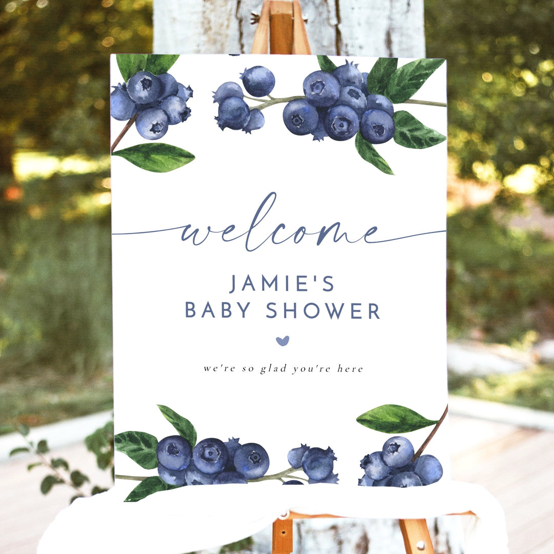 JAMIE Blueberry Baby Shower Welcome Sign