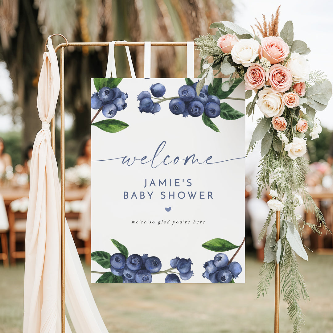 JAMIE Blueberry Baby Shower Welcome Sign