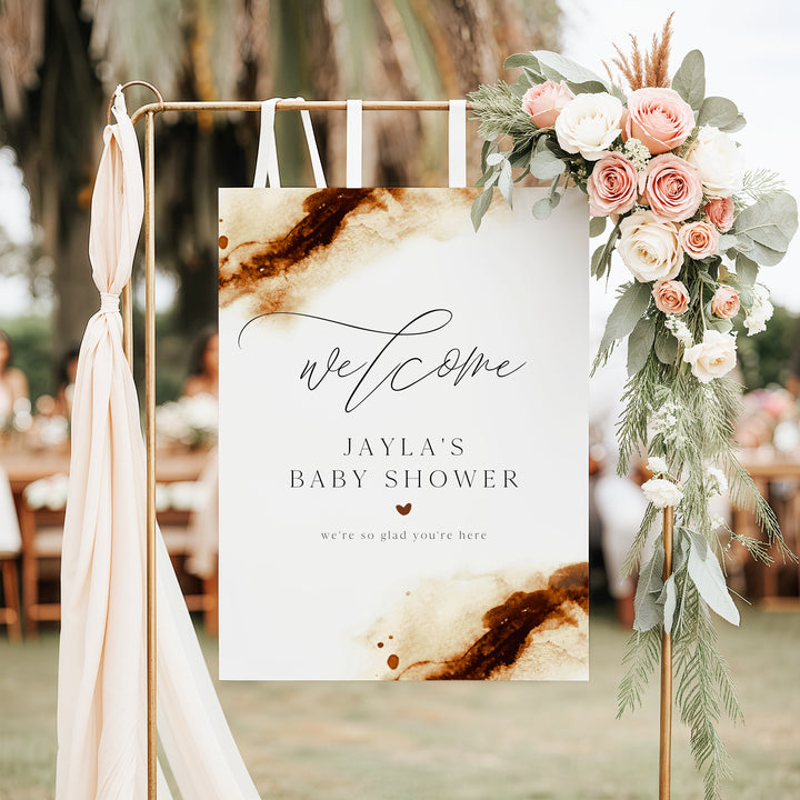 JAYLA Modern Rust Desert Baby Shower Welcome Sign