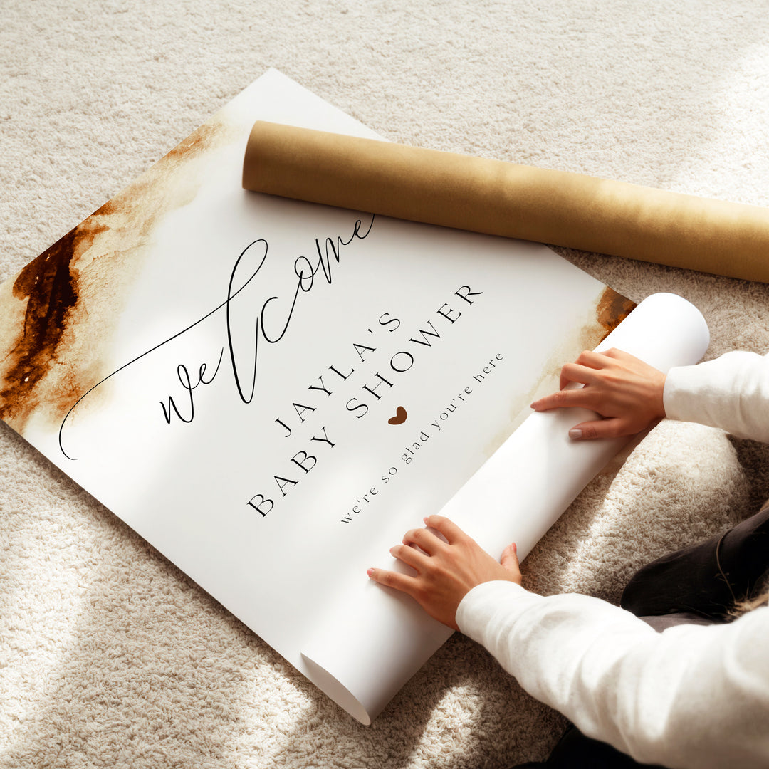 JAYLA Modern Rust Desert Baby Shower Welcome Sign