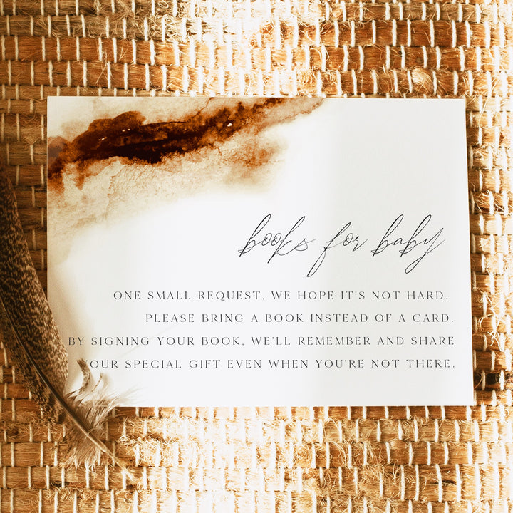 JAYLA Rustic Boho Copper Watercolor Baby Shower Books for Baby Card