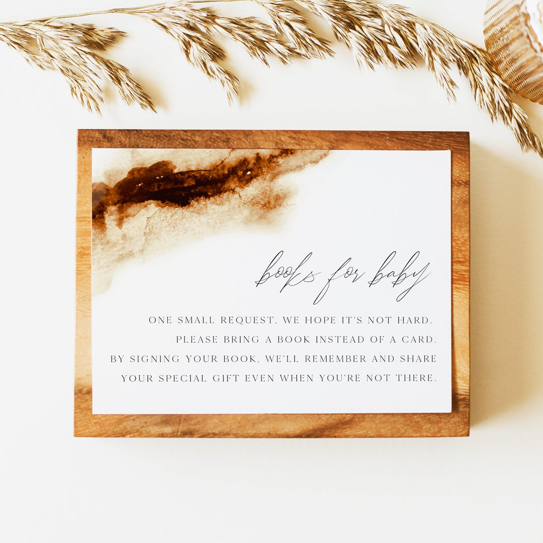 JAYLA Rustic Boho Copper Watercolor Baby Shower Books for Baby Card