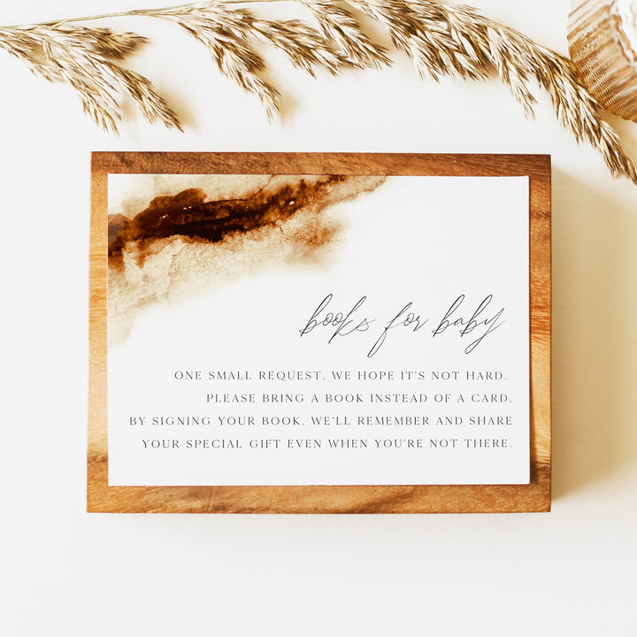 JAYLA Rustic Boho Copper Watercolor Baby Shower Books for Baby Card