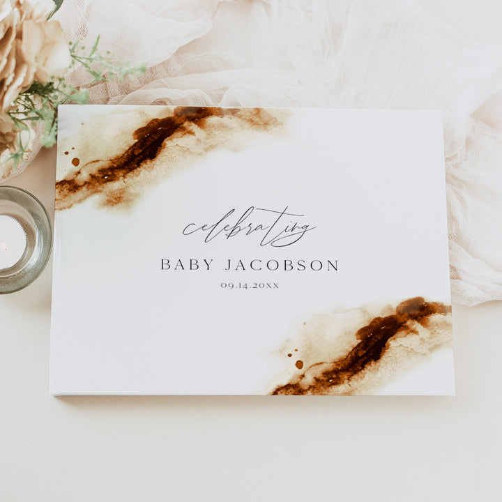 JAYLA Bohemian Watercolor Baby Shower Guest Book Keepsake