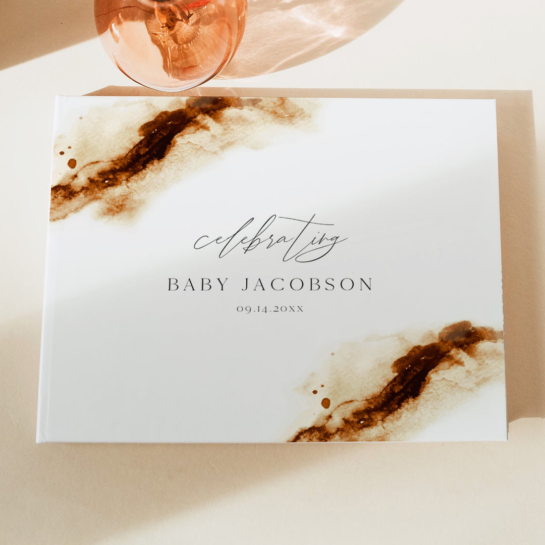 JAYLA Bohemian Watercolor Baby Shower Guest Book Keepsake