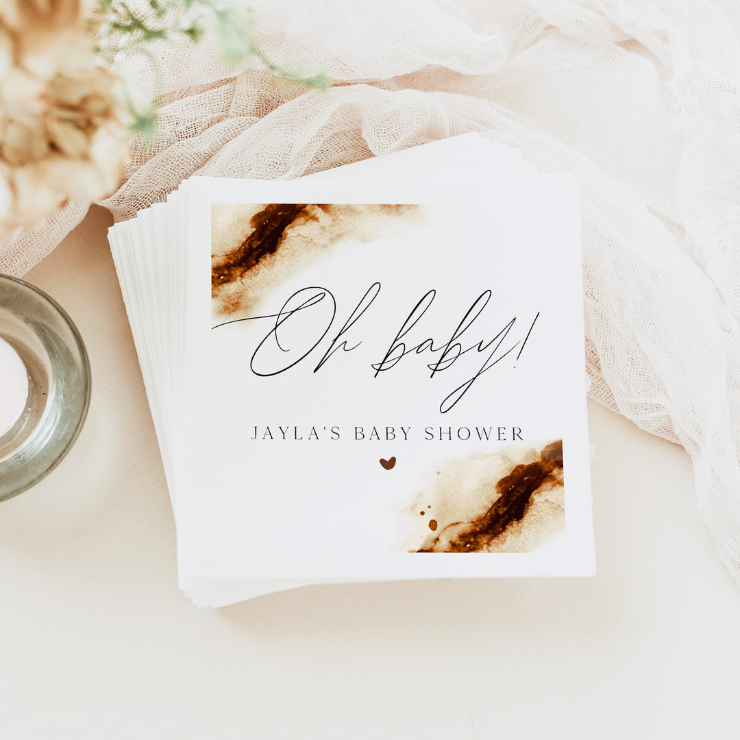 JAYLA "Oh Baby" Rustic Boho Baby Shower Napkins