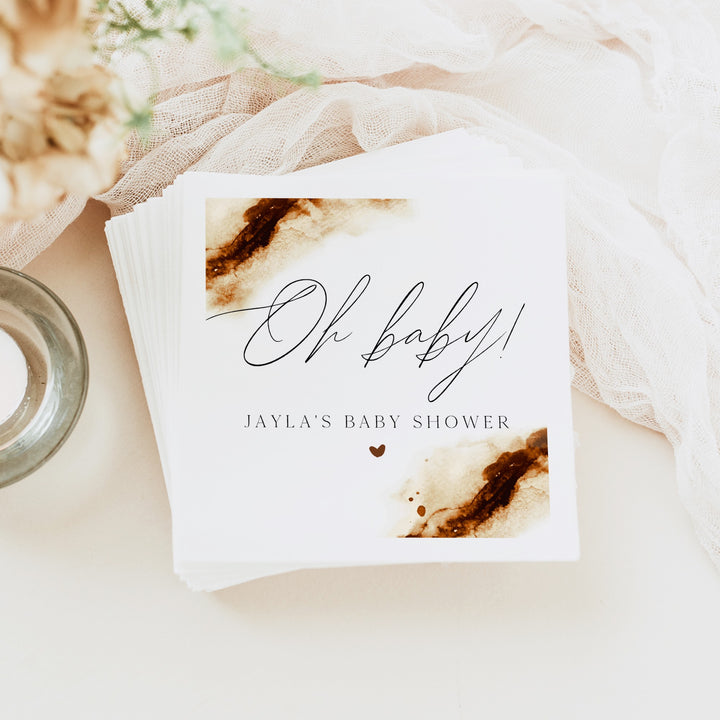 JAYLA "Oh Baby" Rustic Boho Baby Shower Napkins