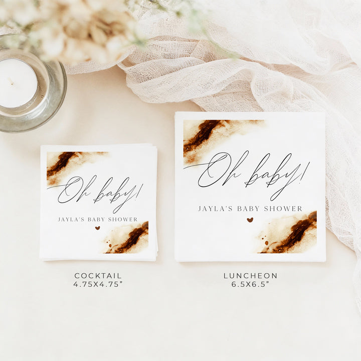 JAYLA "Oh Baby" Rustic Boho Baby Shower Napkins