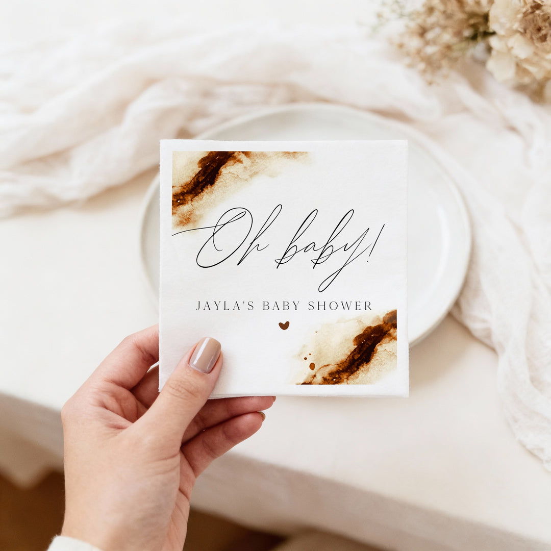 JAYLA "Oh Baby" Rustic Boho Baby Shower Napkins