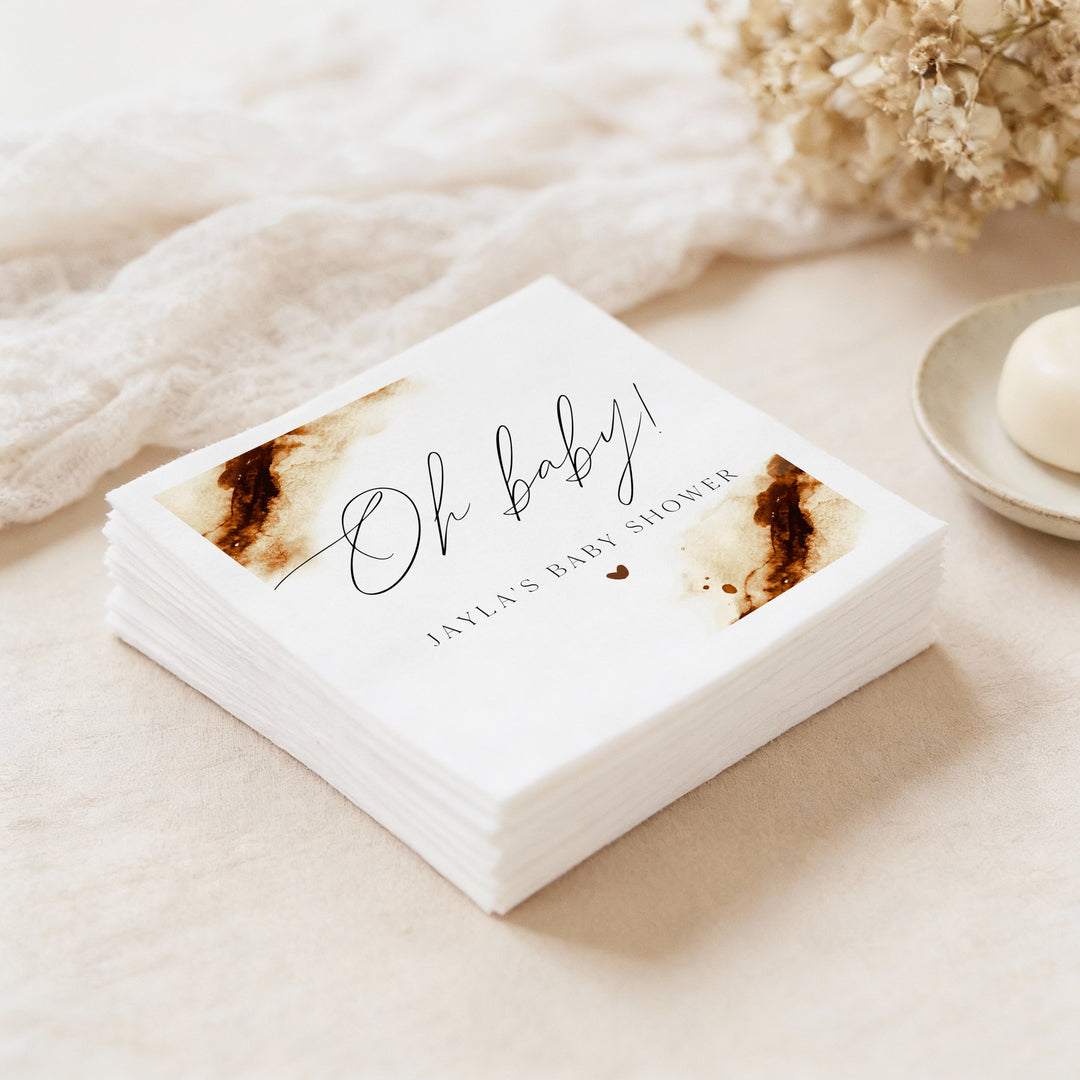 JAYLA "Oh Baby" Rustic Boho Baby Shower Napkins