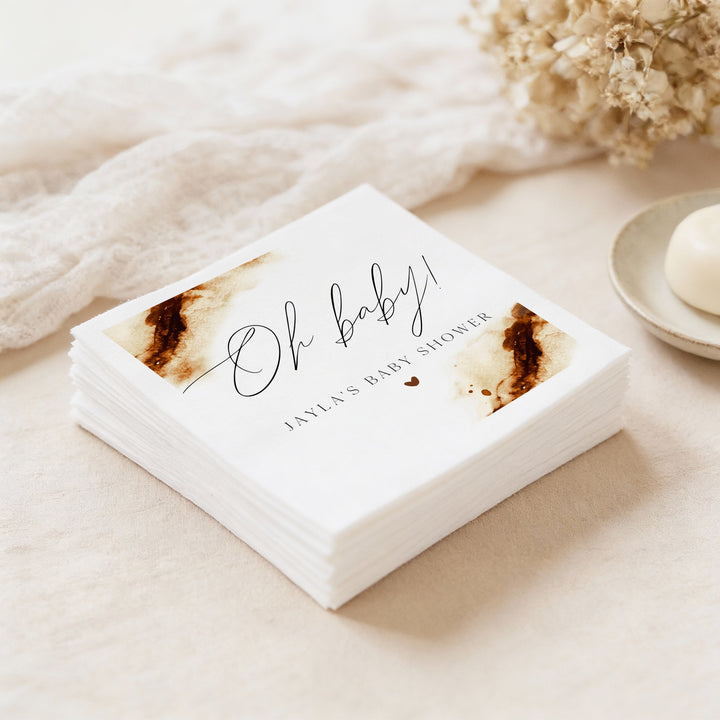 JAYLA "Oh Baby" Rustic Boho Baby Shower Napkins