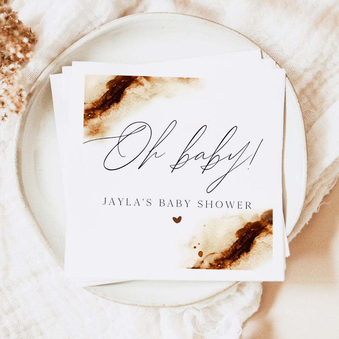 JAYLA "Oh Baby" Rustic Boho Baby Shower Napkins