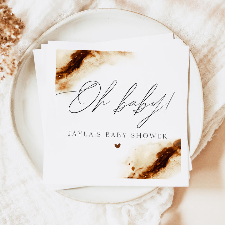 JAYLA "Oh Baby" Rustic Boho Baby Shower Napkins