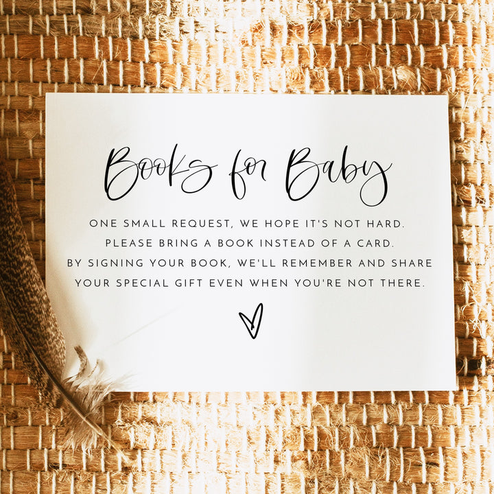 JOLIE Oh Baby Black & White Baby Shower Books for Baby Insert Card