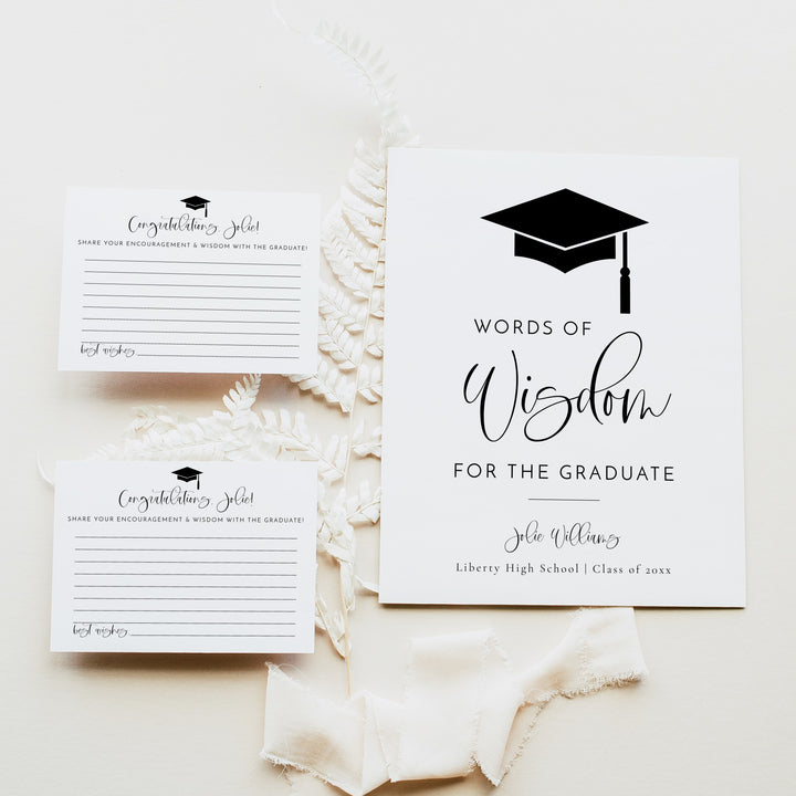 JOLIE Words of Wisdom Graduation Advice  Activity Card & Table Sign