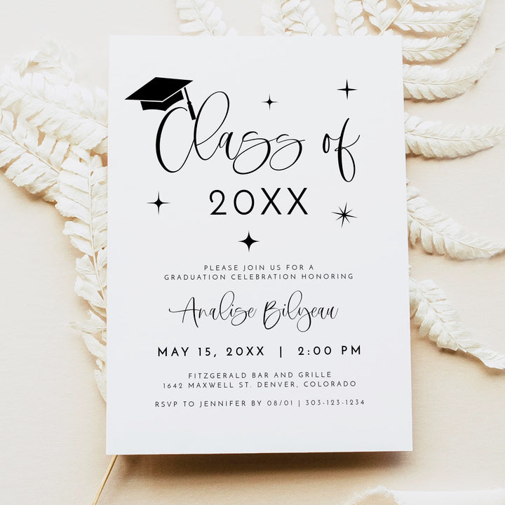JOLIE Minimalist Class of 20XX Graduation Party with Photo Invitation