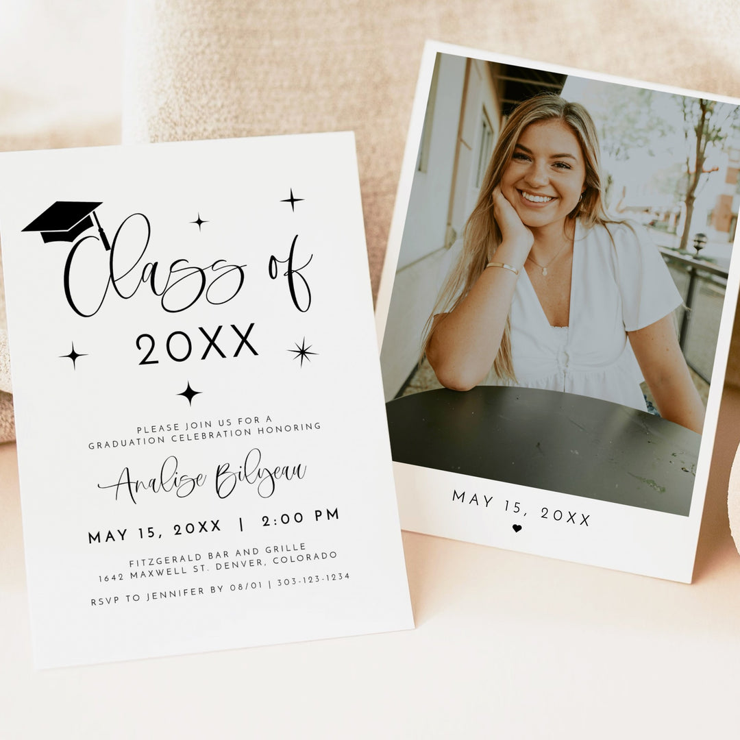 JOLIE Minimalist Class of 20XX Graduation Party with Photo Invitation