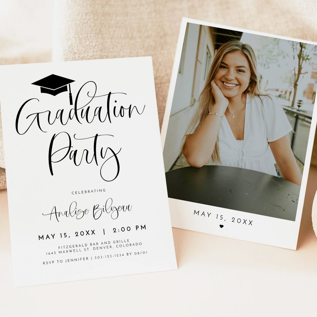 JOLIE Minimalist Graduation Party with Photo Invitation