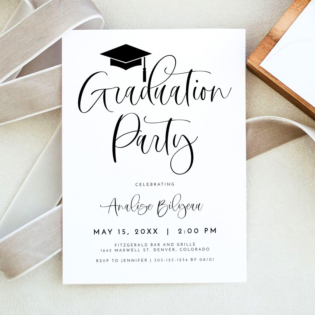 JOLIE Minimalist Graduation Party with Photo Invitation