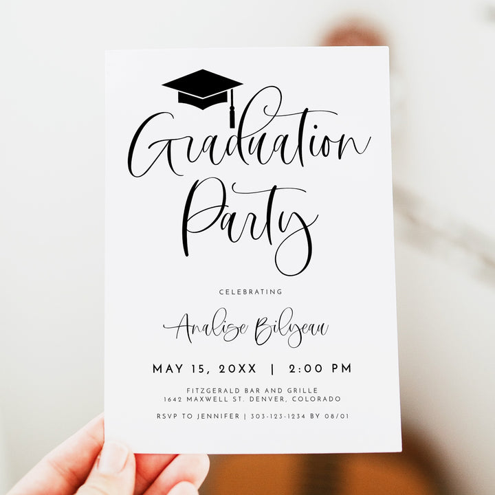JOLIE Minimalist Graduation Party with Photo Invitation
