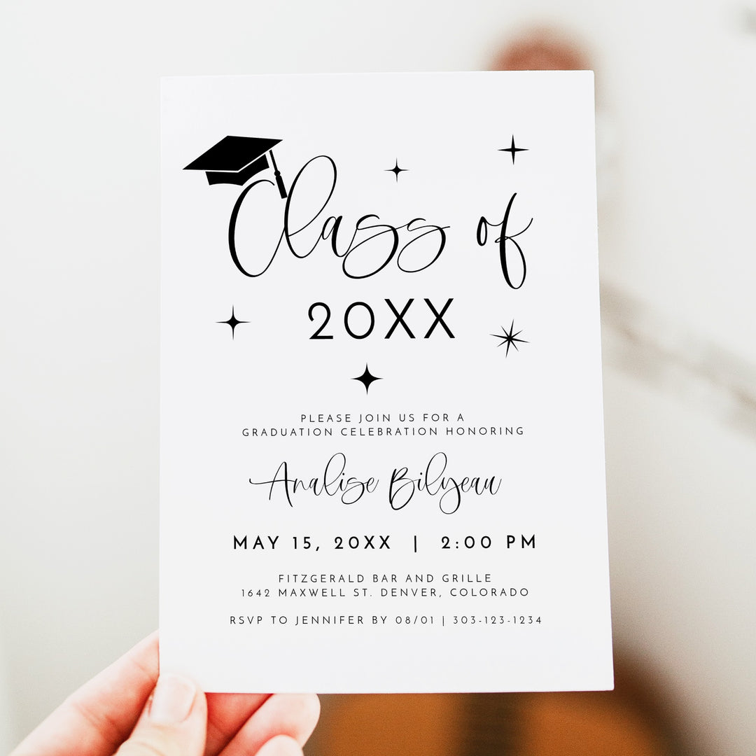 JOLIE Minimalist Class of 20XX Graduation Party with Photo Invitation