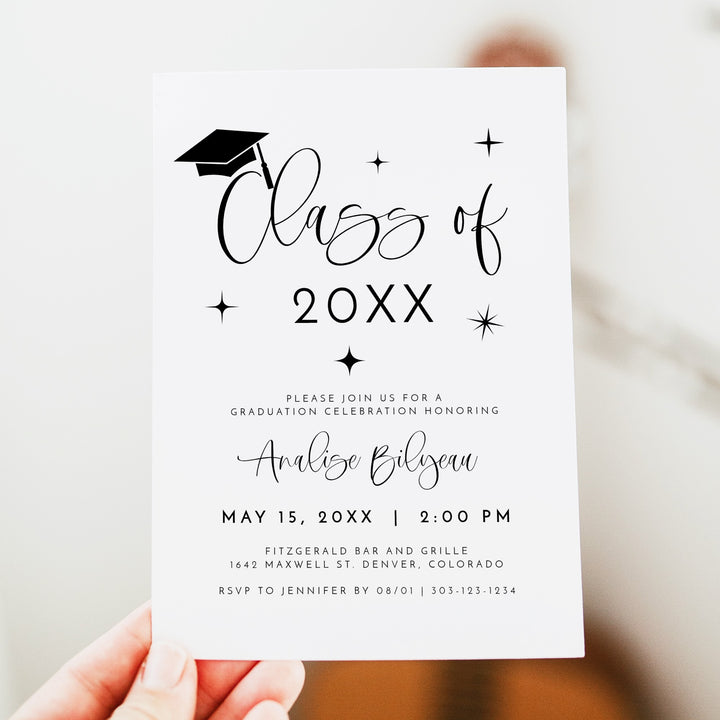 JOLIE Minimalist Class of 20XX Graduation Party with Photo Invitation