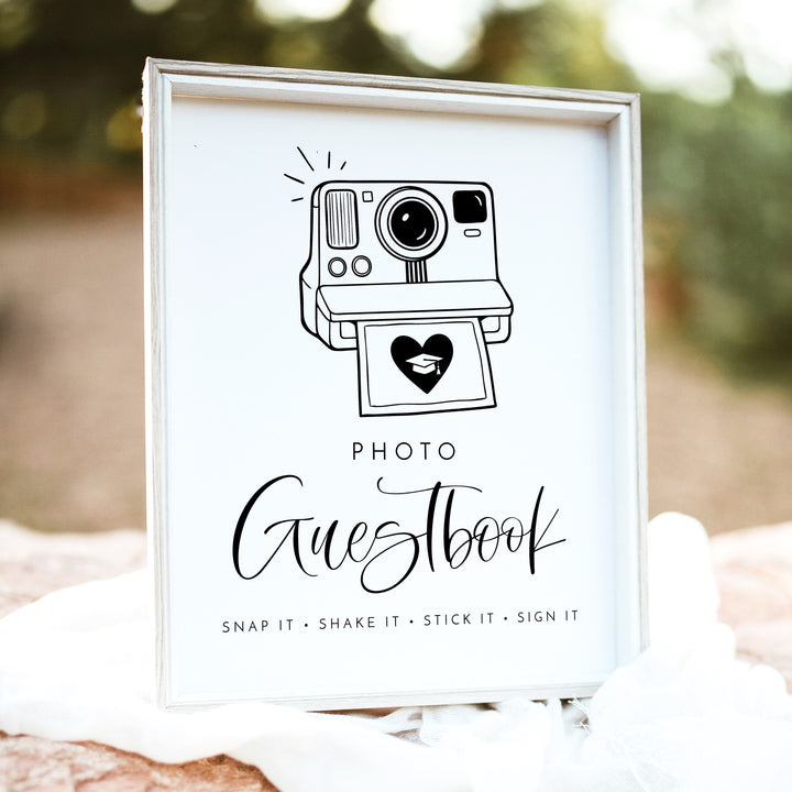 JOLIE Simple Graduation Black & White Polaroid Photo Guestbook Sign Unframed