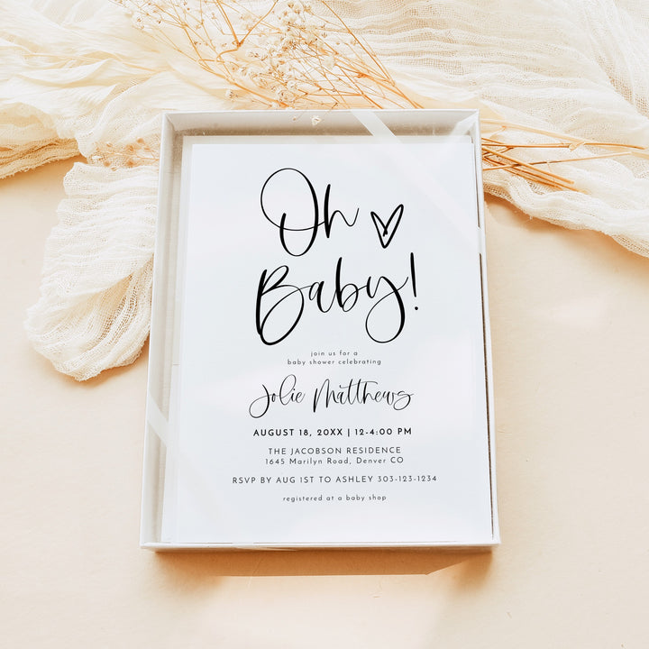 JOLIE Oh Baby Black & White Baby Shower Invitation Bundle
