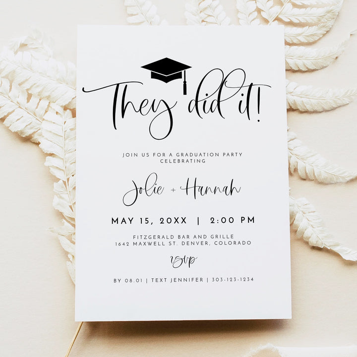 JOLIE  Minimalist Double Graduation Party with Photo Invitation