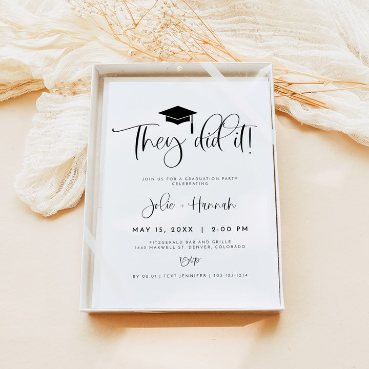 JOLIE  Minimalist Double Graduation Party with Photo Invitation