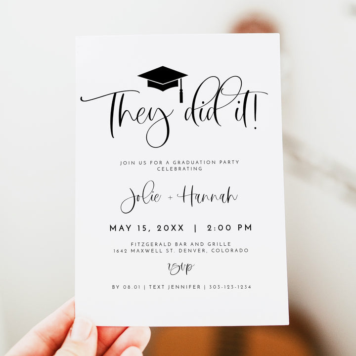JOLIE  Minimalist Double Graduation Party with Photo Invitation