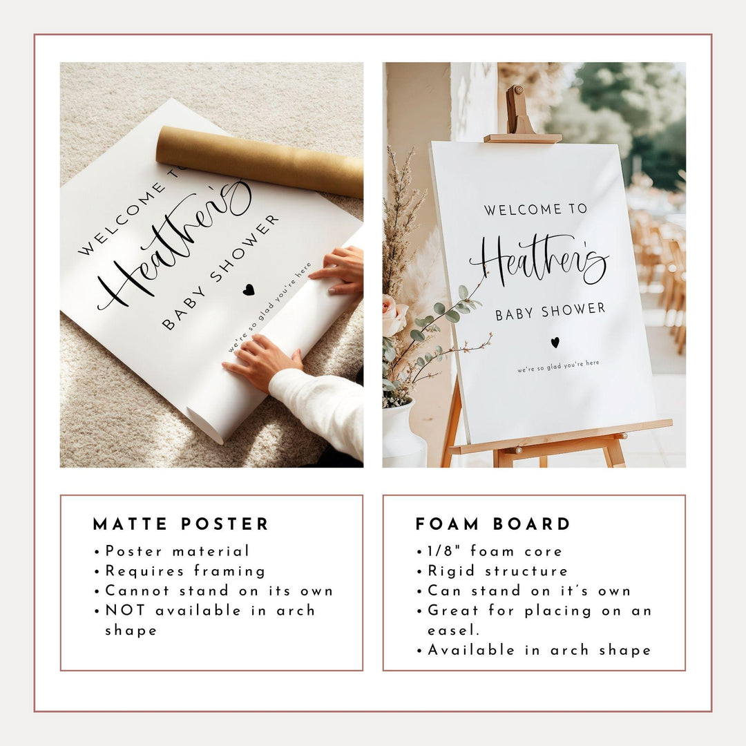 JOLIE Black & White Modern Minimalist Baby Shower Welcome Sign