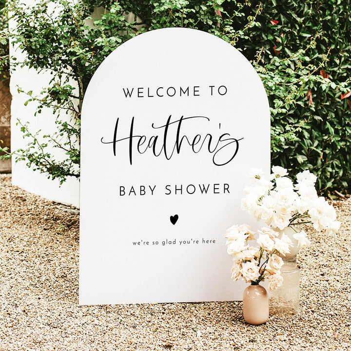 JOLIE Black & White Modern Minimalist Baby Shower Welcome Sign
