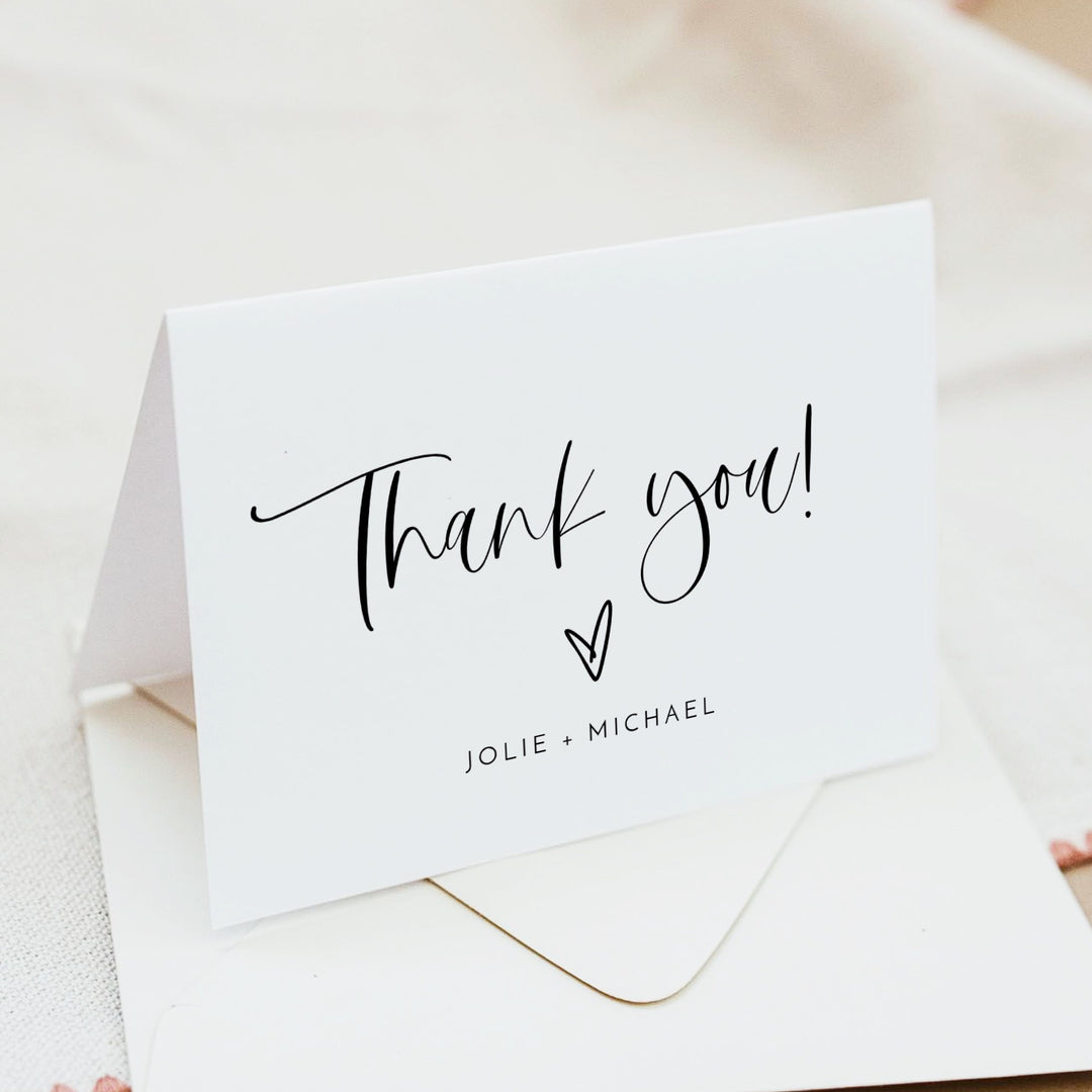 JOLIE Oh Baby Black & White Minimalist Baby Shower Thank You Card